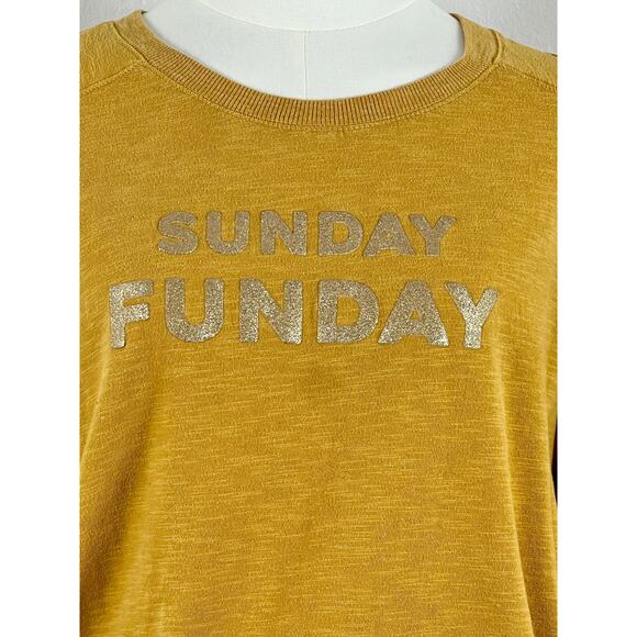 SUNDAY FUNDAY Long-Sleeve Mustard Yellow T-Shirt (Womens: Medium) - Picture 2 of 11